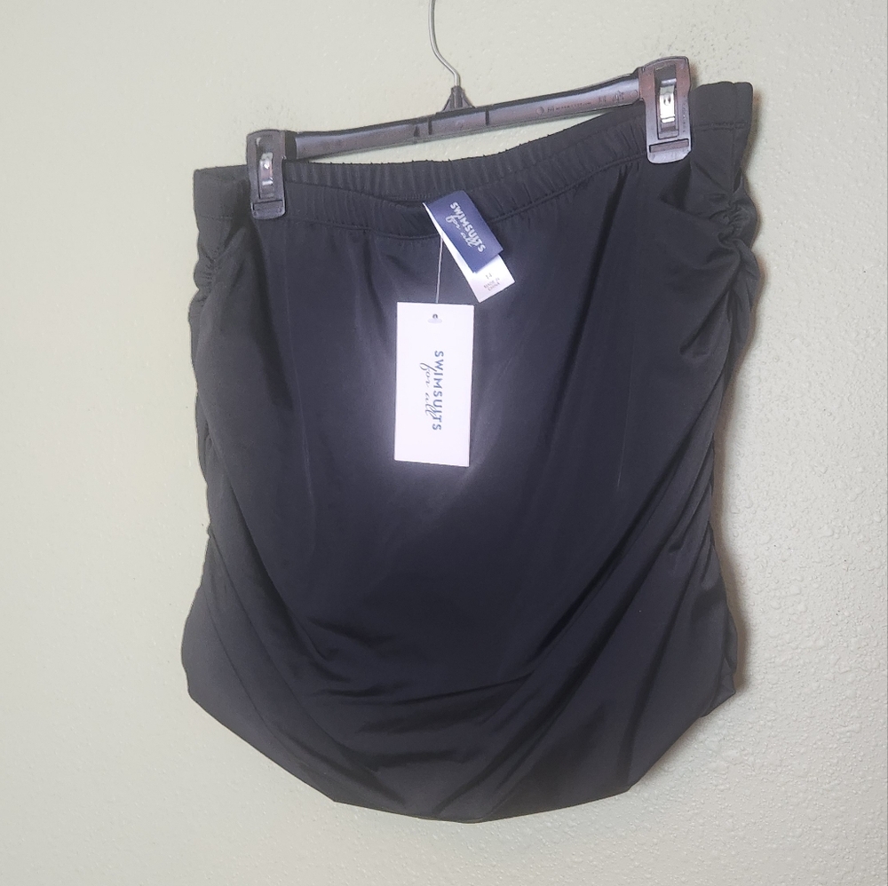 NWT - Swimsuits for All Rouched Black Swim Bottoms Size 14
